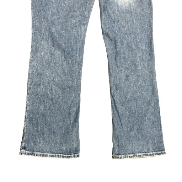 Soundgirl Jeans Juniors 17 Blue Bootcut Studs Bling Thick Stitch Fluer De Lis - Picture 9 of 16